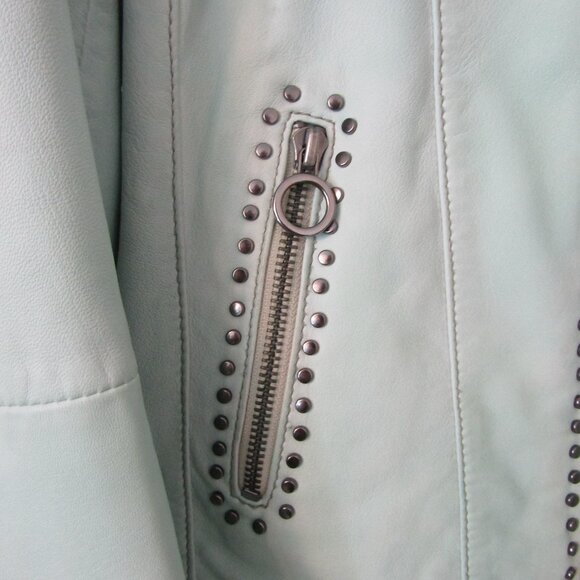 Mint Green Leather Coat Jacket--Beautiful Lining--Purchased in UK for $625USD--8 - Picture 2 of 6